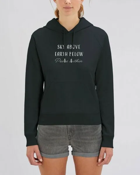 Human Family Human Family Bio Damen Sweatshirt mit Kapuze "Trekker - Peace within", Schwarz, – Produktbild 1 von 3