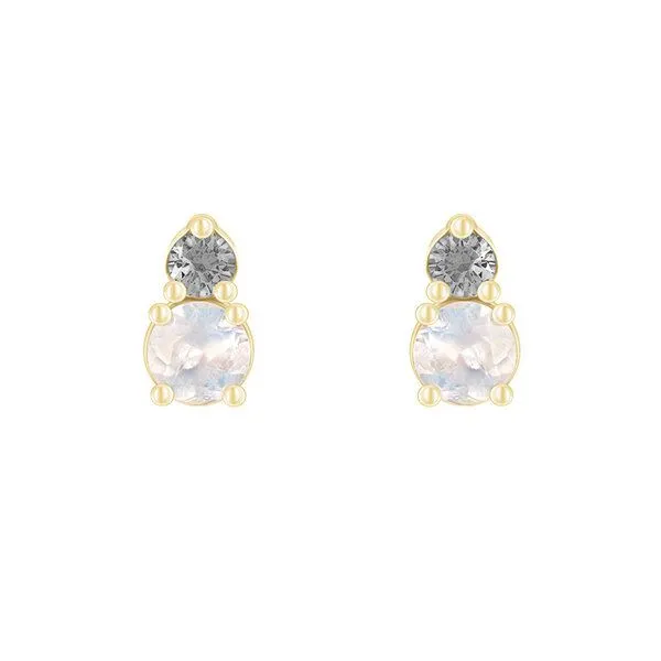 Eppi Eppi Ohrringe mit Mondsteinen und Salt und Pepper Diamanten Josse, Gold, – Produktbild 1 von 4
