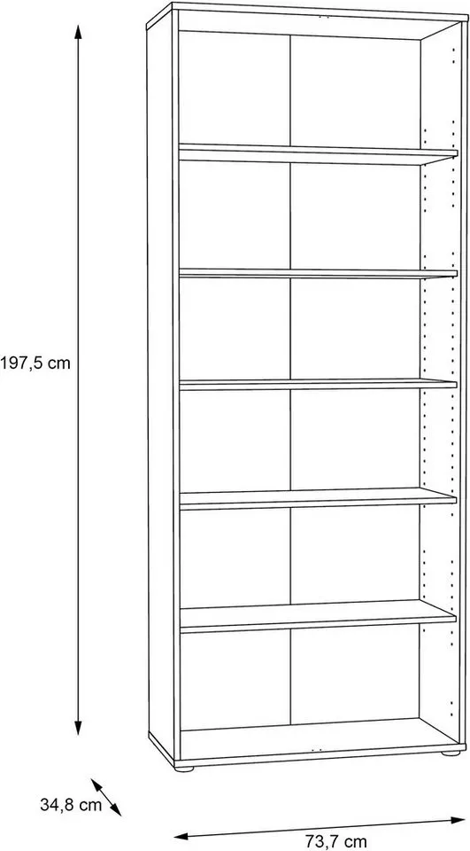 FORTE Regal Tempra, Mehrzweckregal, Höhe 197,5 cm, 5 Ablageböden, Breite 73,7 cm, Beige, – Produktbild 4 von 8