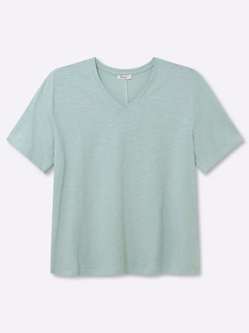 sheego V-Shirt kalkmint, Kalkmint, – Produktbild 1 von 2