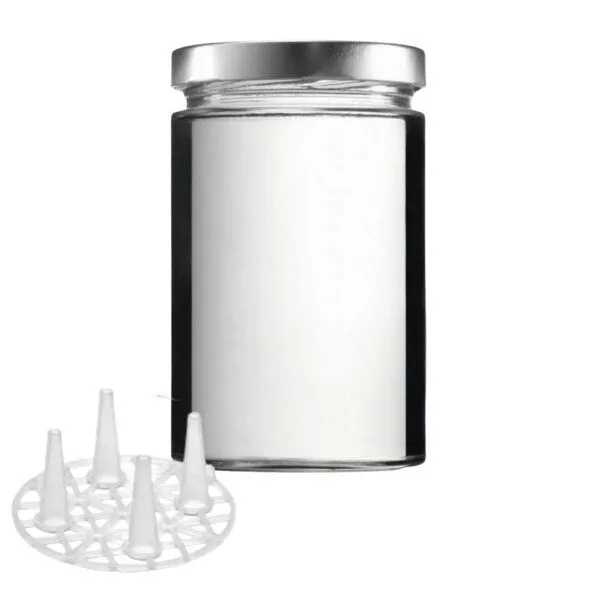 mikken mikken Fermentier Set - 4 Fermentiergläser 580 ml mit Fermentier Gitter, Holzstößel und Deckel (PVC-frei) – Produktbild 4 von 4