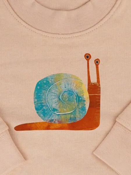 MelaDi Meladi Kinder Baby - Sweater aus Biobaumwolle - Schnecke auf Creme Latte, Mokka, – Produktbild 7 von 7