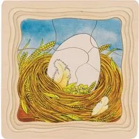 Goki goki Holzpuzzle "Das Huhn", 4 Bilder, 44-teilig 20 x 20 cm – Produktbild 1 von 1
