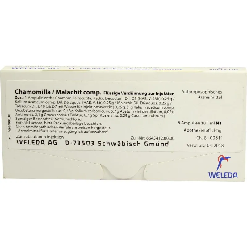 Weleda WELEDA CHAMOMILLA/MALACHIT comp.Ampullen 8X1 ml Ampullen – Produktbild 1 von 1