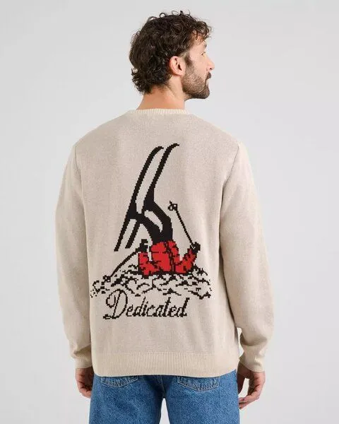 Dedicated DEDICATED Herren Pullover Mora Fallen Skier Pullover - Oat White – Produktbild 2 von 3