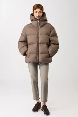 LangerChen LangerChen Damen vegan Jacke Quilted Detachable Hood Concrete – Produktbild 1 von 1