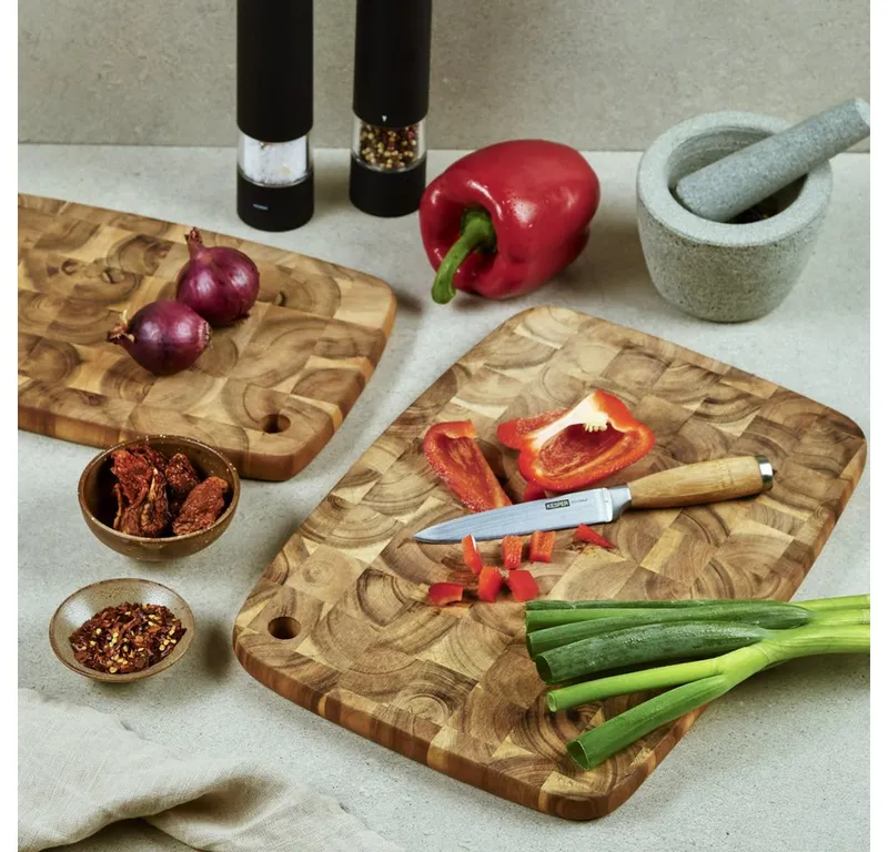 Kesper Kesper Tranchierbrett Strinholz, Massivholz, (Set, 2-St), aus FSC®-zertifizierter Akazie, Beige, – Produktbild 1 von 4