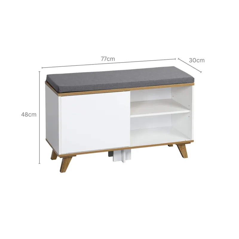 Kesper Schuhschrank mit Sitzkissen, Weiss, – Produktbild 7 von 8