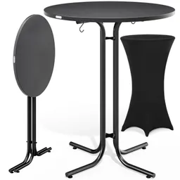 Casaria® Stehtisch Grau 110x70cm + Husse Schwarz Ø70cm – Produktbild 1 von 1