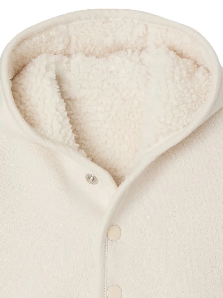 Vertbaudet Vertbaudet Strickjacke Baby Übergangsjacke mit Futter in Lammfelloptik, Weiß, – Produktbild 3 von 5
