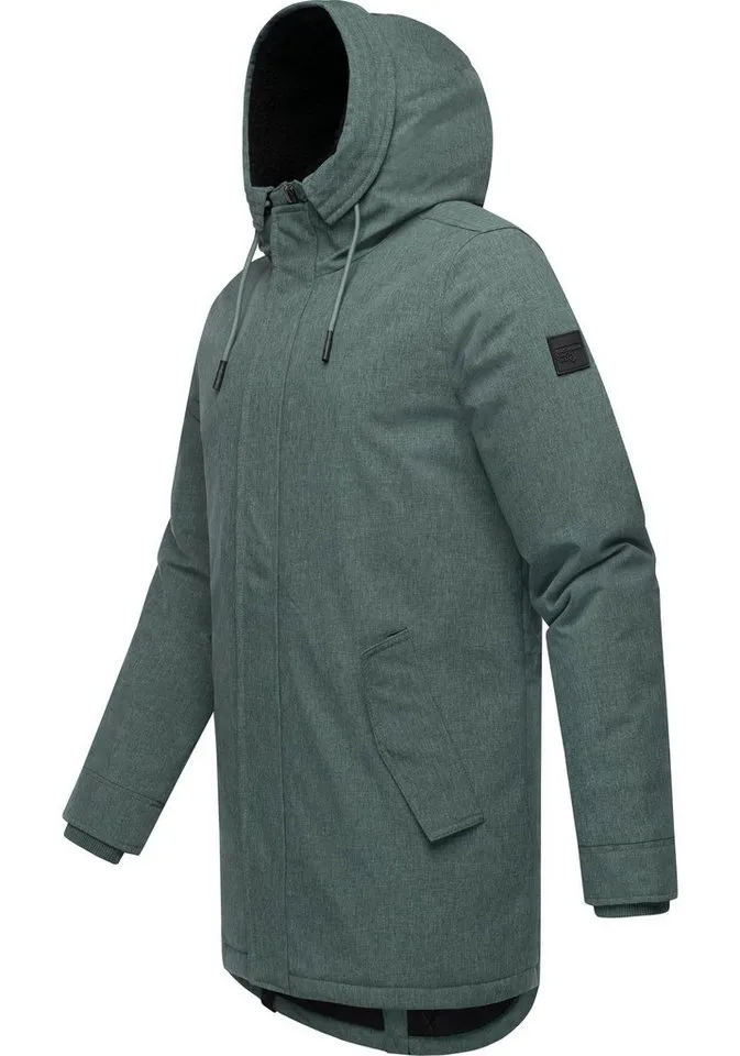 ragwear ragwear Kurzmantel Mr Smithem YOUMODO wasserdichte lange Herren Winterjacke mit Kapuze, Grün, – Produktbild 3 von 4