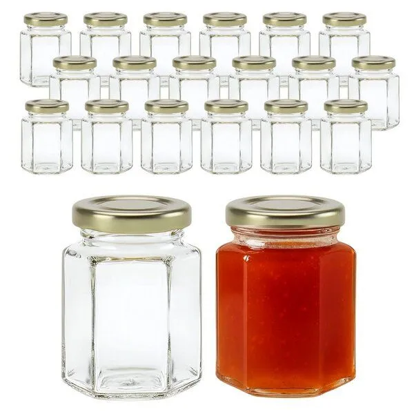 mikken mikken 20 kleine Marmeladengläser 110 ml Einmachgläser mit Schraubdeckel, Gold, – Produktbild 1 von 3