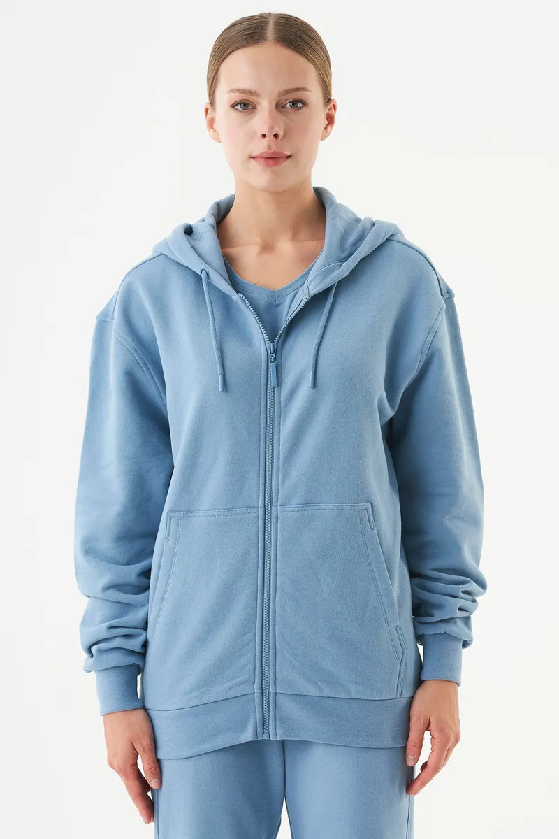 ORGANICATION ORGANICATION Herren vegan Unisex Zip Up Hoodie Junda Stahlblau, Hellblau, – Produktbild 2 von 2