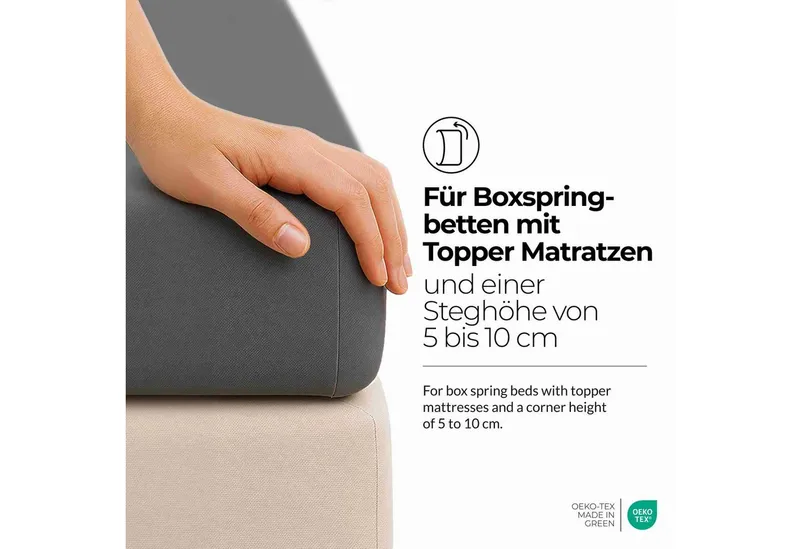 etérea Himmlische Qualität Spannbettlaken etérea Comfort Jersey Topper Spannbettlaken, Jersey, Gummizug: rundum, (1 Stück), Grau, – Produktbild 3 von 5