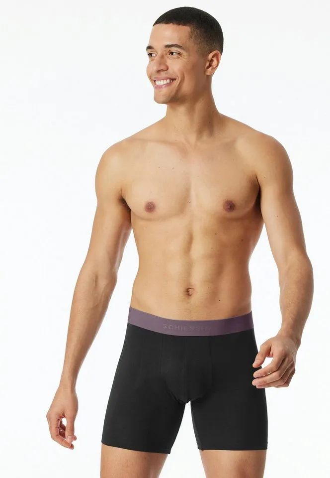 Schiesser Schiesser Lange Unterhose 95/5 Multipacks (2er Pack) mit farblich abgesetztem, sportlichem Logo-Webgummibund, Bunt, – Produktbild 4 von 5