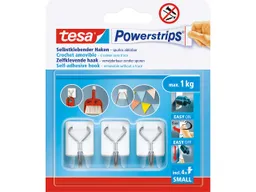 Tesa tesa Selbstklebende Draht-Wandhaken "Powerstrips" bis 1 kg, weiß, 3er-Pack – Produktbild 1 von 1
