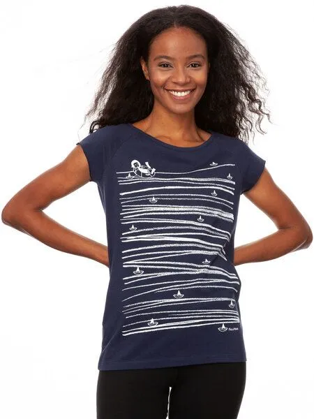 FellHerz FellHerz Damen T-Shirt Summertime, Dunkelblau, – Produktbild 5 von 5