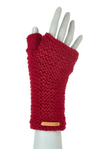 short'n'pietz short'n'pietz Schurwollhandstulpen links gestrickt, Beere, – Produktbild 1 von 3