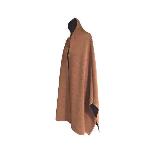 austriandesign.at austriandesign.at MantelCape reversibel aus extrafeiner Merinowolle, Rotbraun/honig, – Produktbild 3 von 3