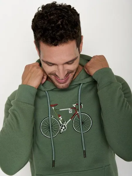 GreenBomb GREENBOMB Bike Enzo Simple Trek - Hoodie aus Bio-Baumwolle mit Raglan-Arm / hochwertiger Print / GOTS / Fair & Vegan, Grün (weicher salbei), – Produktbild 2 von 4