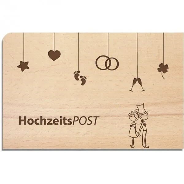 holzpost holzpost Hochzeits-Postkarte aus Holz – Produktbild 1 von 4