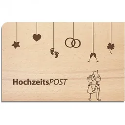holzpost holzpost Hochzeits-Postkarte aus Holz – Produktbild 1 von 1
