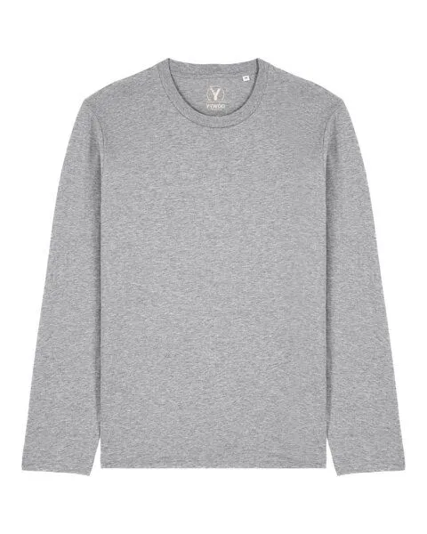 YTWOO YTWOO Basic Unisex Langarmshirt aus 100% Biobaumwolle, Hellgrau meliert, – Produktbild 1 von 3