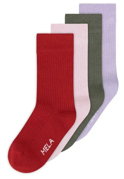 MELA MELA Gerippte Socken 4 Paare aus 100% Bio-Baumwolle, Mix spring blossom, – Produktbild 1 von 1