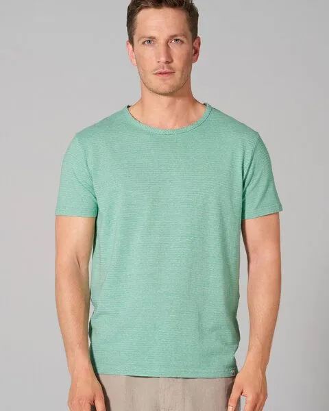 HempAge HempAge Herren Ringel-T-Shirt 55% Hanf, 45% Biobaumwolle, Miami (grün), – Produktbild 1 von 4