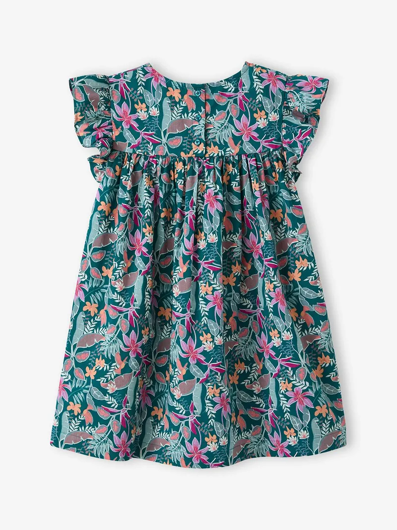 Vertbaudet Kurzärmeliges Mädchen Sommerkleid, Smaragdgrün, – Produktbild 2 von 4