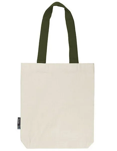 Neutral Neutral Baumwolltasche Shopper Kontrastfarbene Henkel, Natur/military, – Produktbild 2 von 3