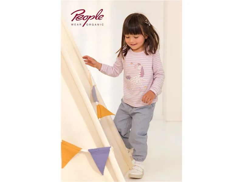 People Wear Organic People Wear Organic Langarm-Shirt malve geringelt Gr. 86/92, Rosa, – Produktbild 2 von 2