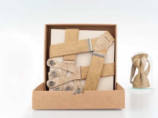 klYmp klYmp Hosenträger + Fliege Leinen Vegan, Sand, – Produktbild 2 von 4