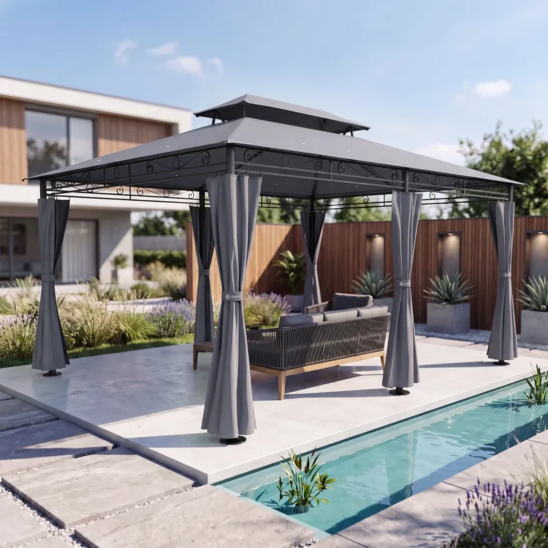 Casaria® Pavillon Topas Anthrazit 3x4m UV-Schutz 50+, Anthrazit, – Produktbild 2 von 2