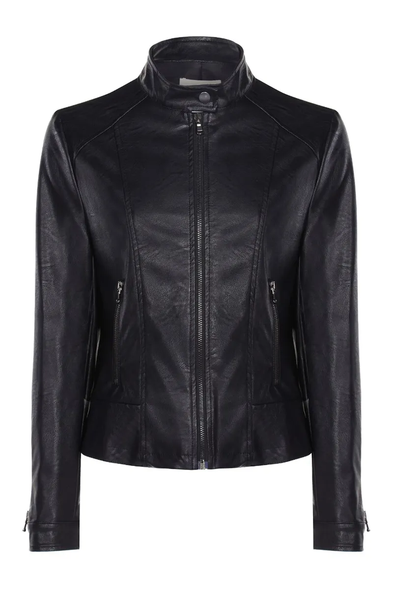 Will's Vegan Store Will's Vegan Store Damen vegan Racer Jacke Veganes Leder Schwarz, Schwarz, – Produktbild 1 von 3