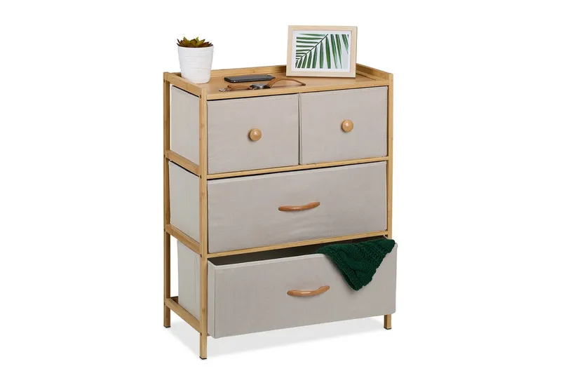RELAXDAYS RELAXDAYS Kommode Bambus Kommode 4 Schubladen (1 St), Beige|braun, – Produktbild 1 von 5