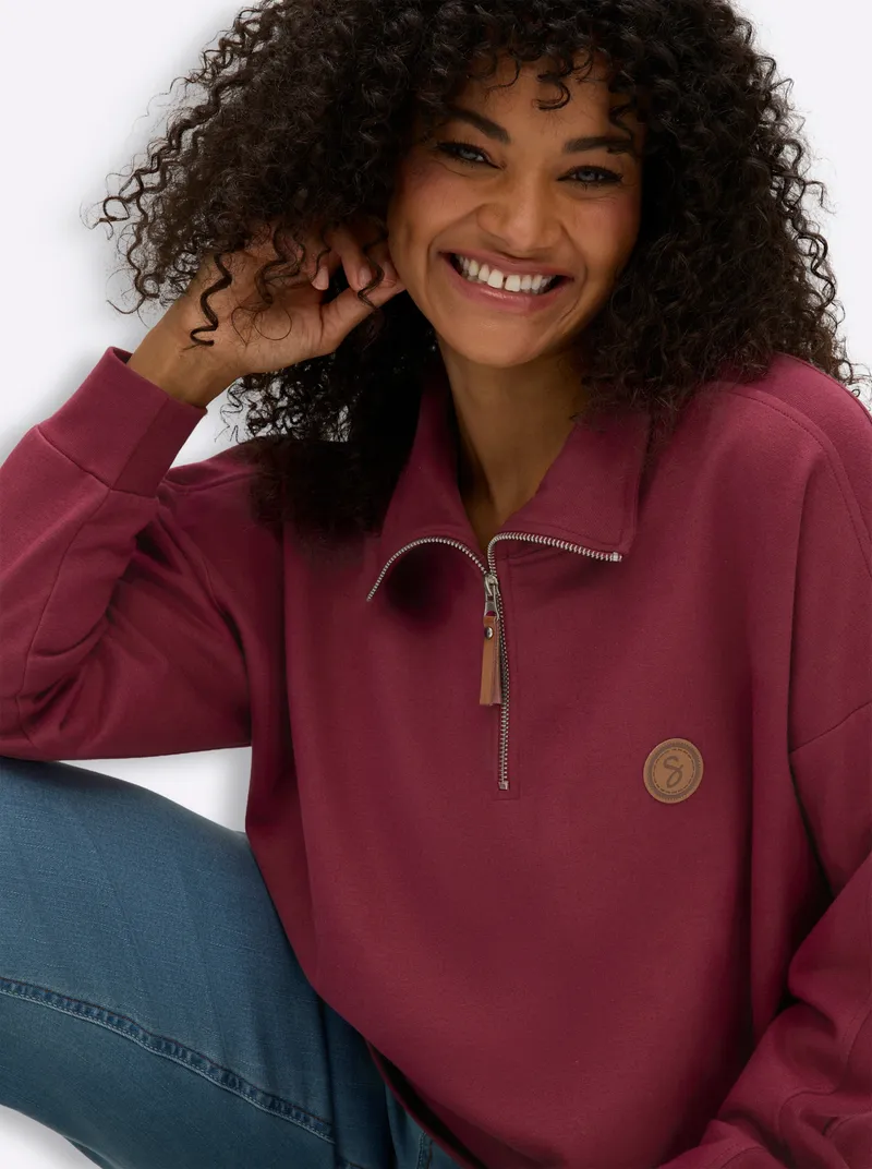 sheego Sweatshirt bordeaux, Bordeaux, – Produktbild 2 von 2