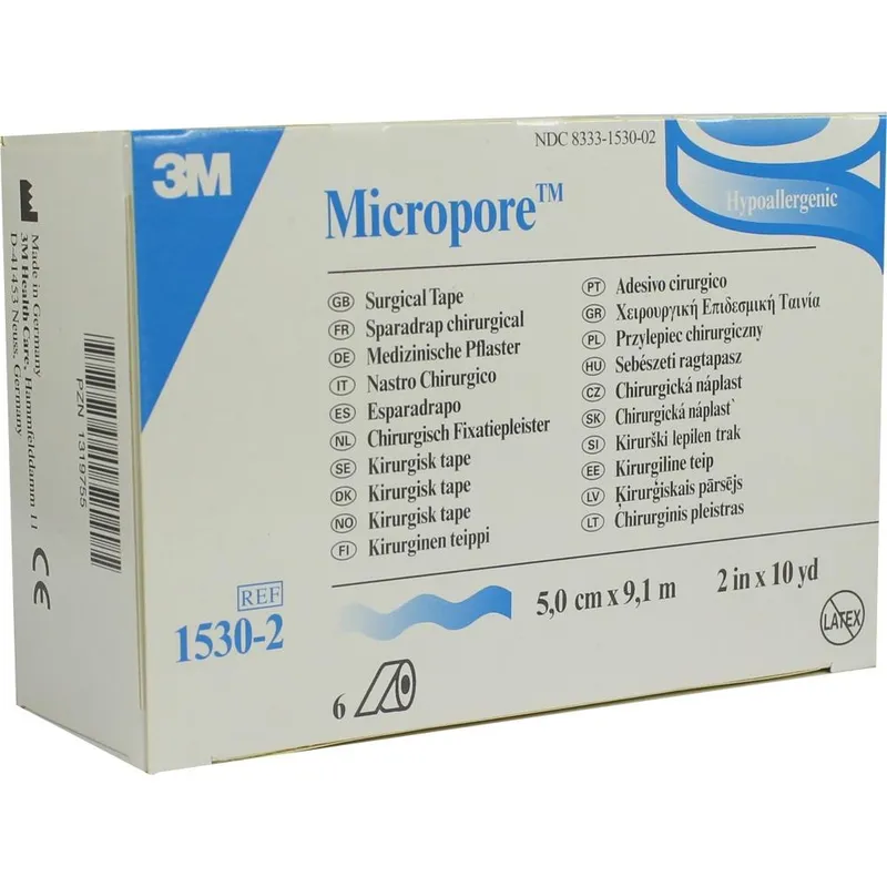 Solventum Germany MICROPORE Vliespfl.5 cmx9,1 m weiß 1530-2 6 St Pflaster – Produktbild 1 von 1