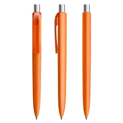 prodir prodir® Druckkugelschreiber DS8 Soft Touch PRR Push, blaue Mine, orange/silber satiniert – Produktbild 1 von 1
