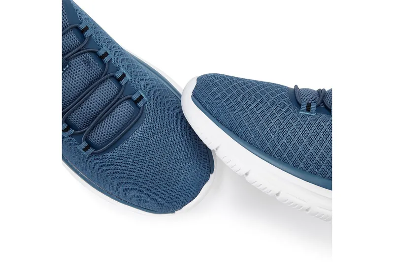 John Devin John Devin Halbschuhe, Freizeitschuhe, Turnschuh, Slip-On-Sneaker Sneaker mit elastischen Bändern für schnelles Reinschlüpfen, Unisex VEGAN, Blau, – Produktbild 4 von 5