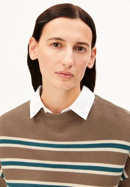 ARMEDANGELS ARMEDANGELS MERINAA STRIPED Damen Strickpullover aus100% Bio-Baumwolle, Amberwood-oatmilk, – Produktbild 3 von 4