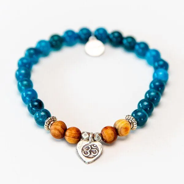 Divasya Divasya Armband "OM Love" aus echten Natursteinen & Sandelholz mit 925 Silber, Blau, – Produktbild 1 von 3