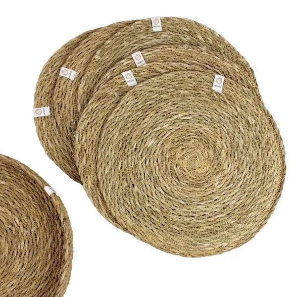 reSpiin reSpiin Seegras-Tischsets mit Halter - 6er-Set, Natur, – Produktbild 1 von 4