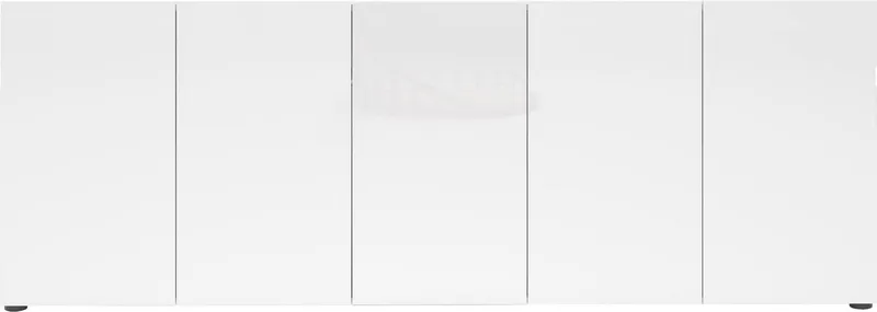 Home affaire Sideboard MISTER – Schrank, Kommode, 225 cm breit, 80 cm hoch, Made in Italy, komplett Hochglanz lackiert, 5 Türen, 6 Fächer, Weiß, – Produktbild 3 von 5