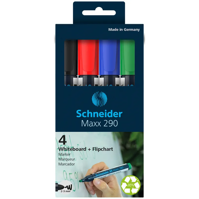 Schneider Schneider 4er-Pack Whiteboardmarker "Maxx 290" 3+1, Sortiert, – Produktbild 1 von 4