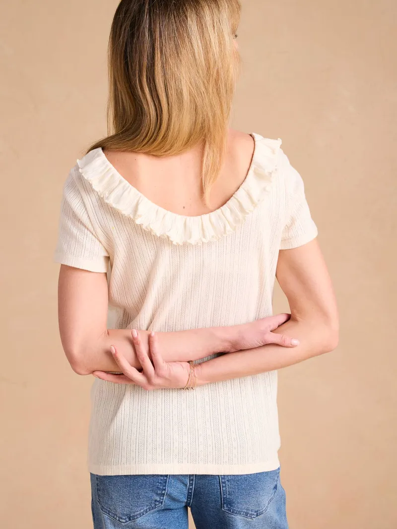 Envie De Fraise Umstandsshirt aus Pointelle-Jersey, Wollweiß, – Produktbild 3 von 3