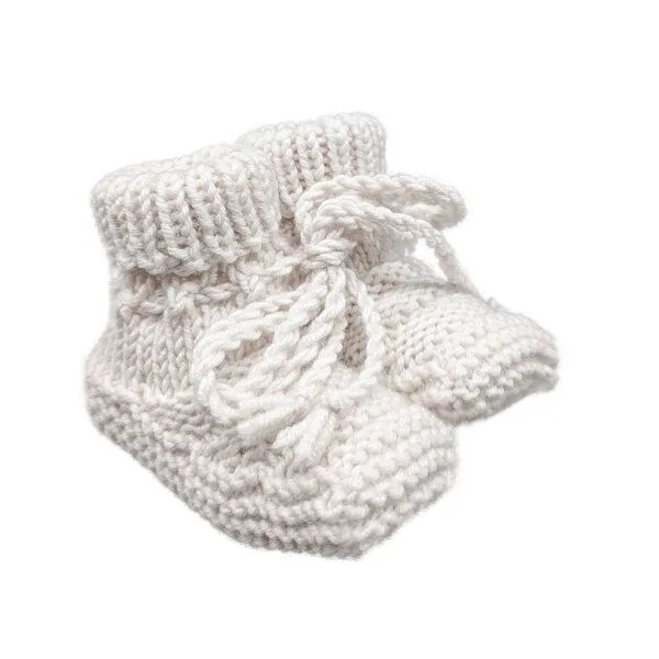 Wooliie Wooliie Handgefertigte Baby-Booties aus 100 % Merinowolle – naturbelassen & ungefärbt – Produktbild 1 von 4