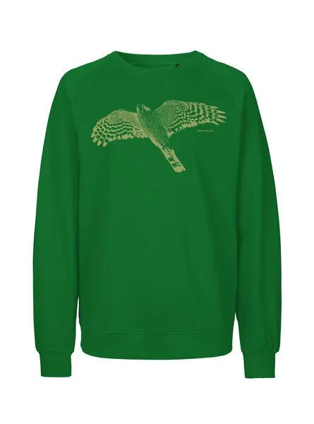 Peaces.bio - handbedruckte Biomode Peaces.bio - handbedruckte Biomode Bio Damen-Sweatshirt Loose Fit Sperber, Grün, – Produktbild 1 von 2