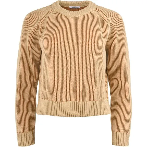 KnowledgeCotton Apparel KnowledgeCotton Apparel Strick-Pullover TWO TONED CREW NECK aus Bio-Baumwolle, Natur (safari), – Produktbild 2 von 3