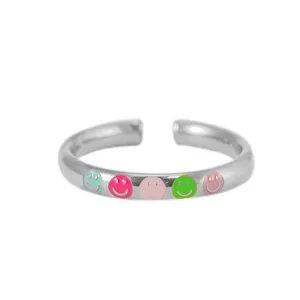 ELEKTROPULLI Größenverstellbarer Smiley Ring Ø17mm von Elektropulli, Silber, – Produktbild 2 von 4